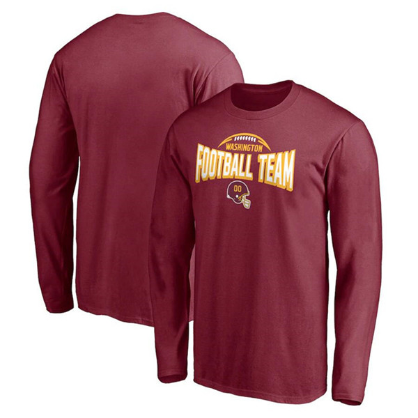 Washington Commanders Burgundy Clamp Down Long Sleeve T-Shirt - Click Image to Close